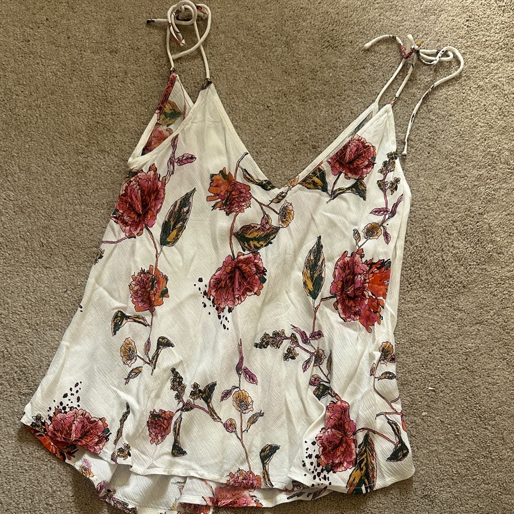 O'Neill Floral Tank Top - White and Red